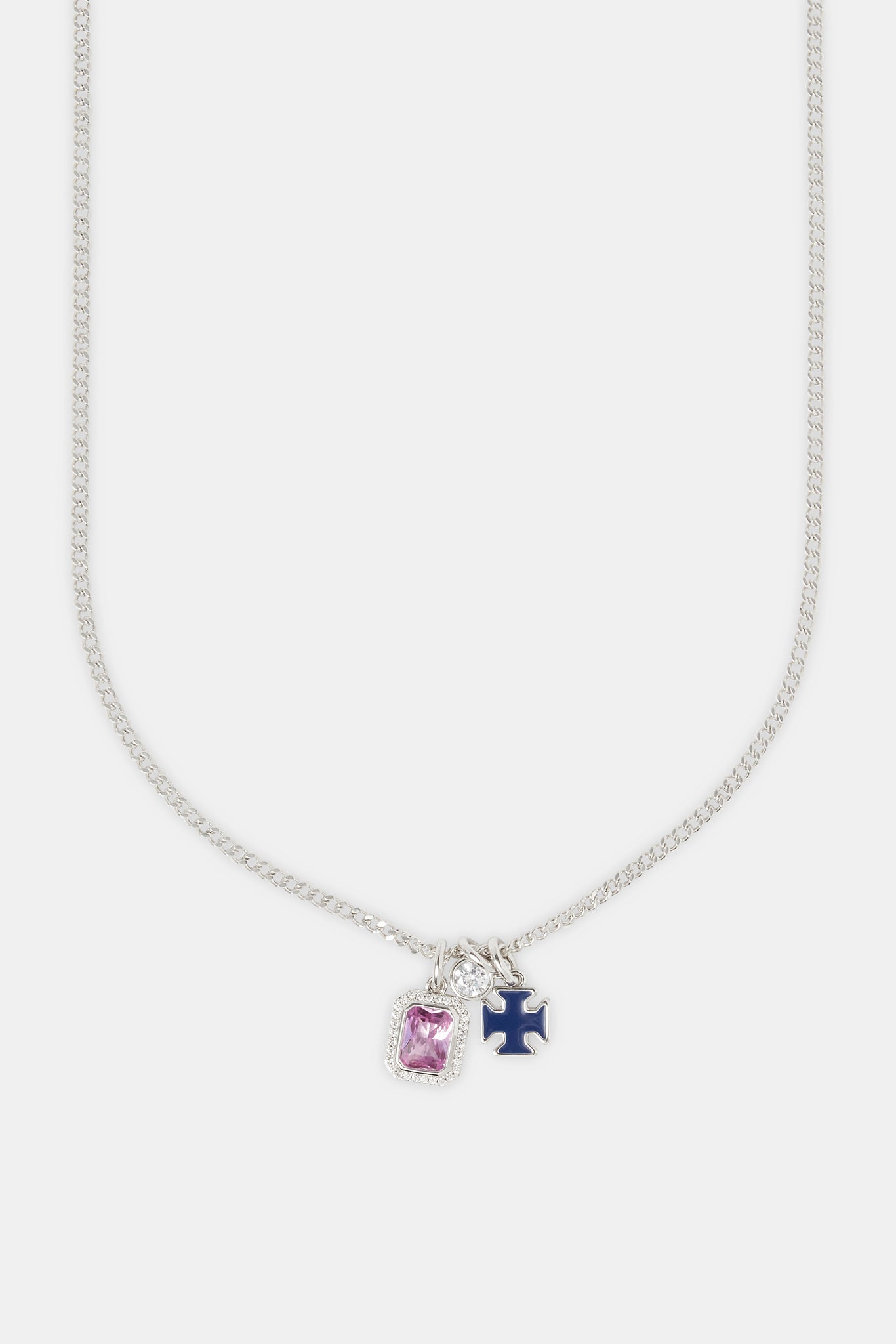 Blue Motif & Gemstone Layered Necklace - 12mm